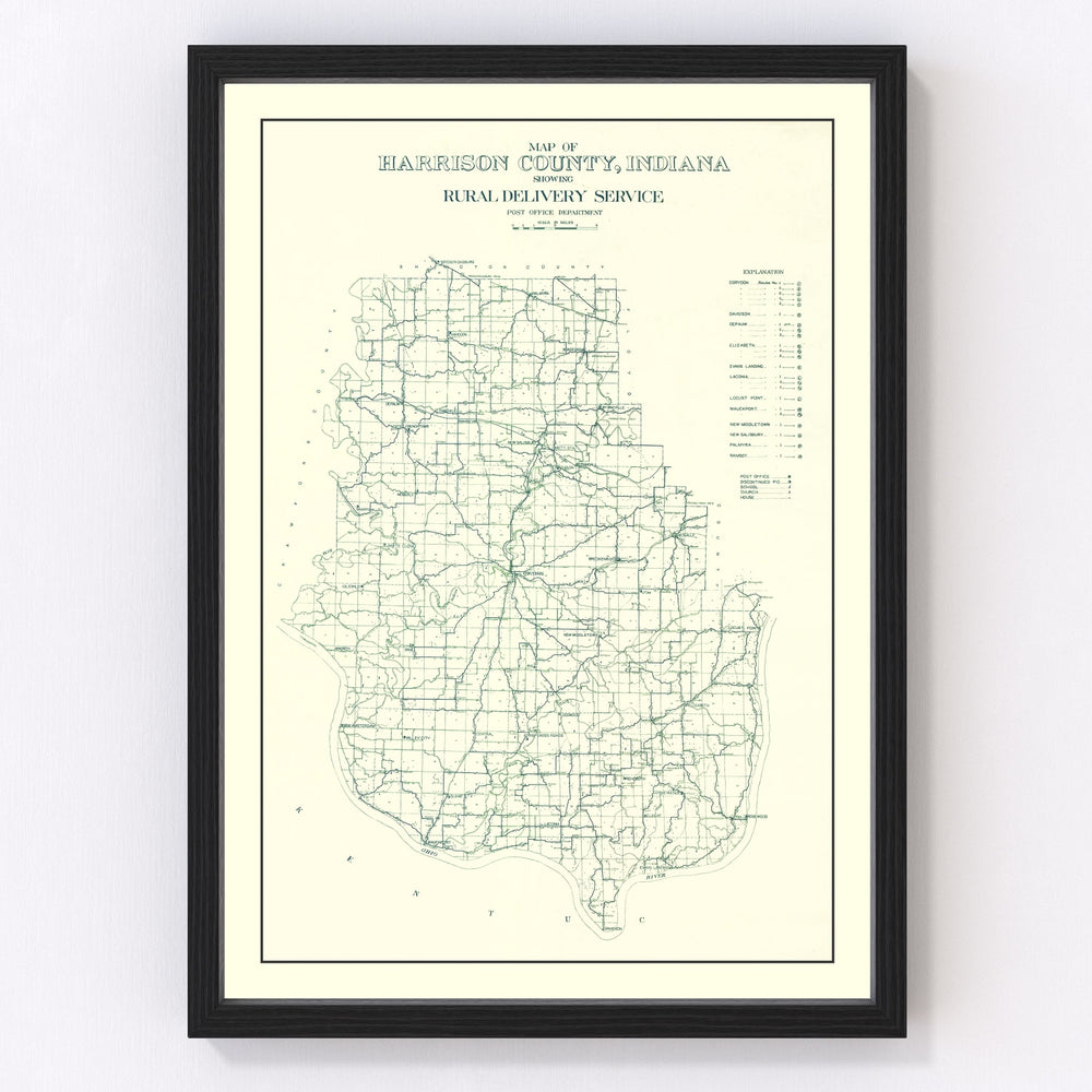 Harrison County Vintage Map 1909