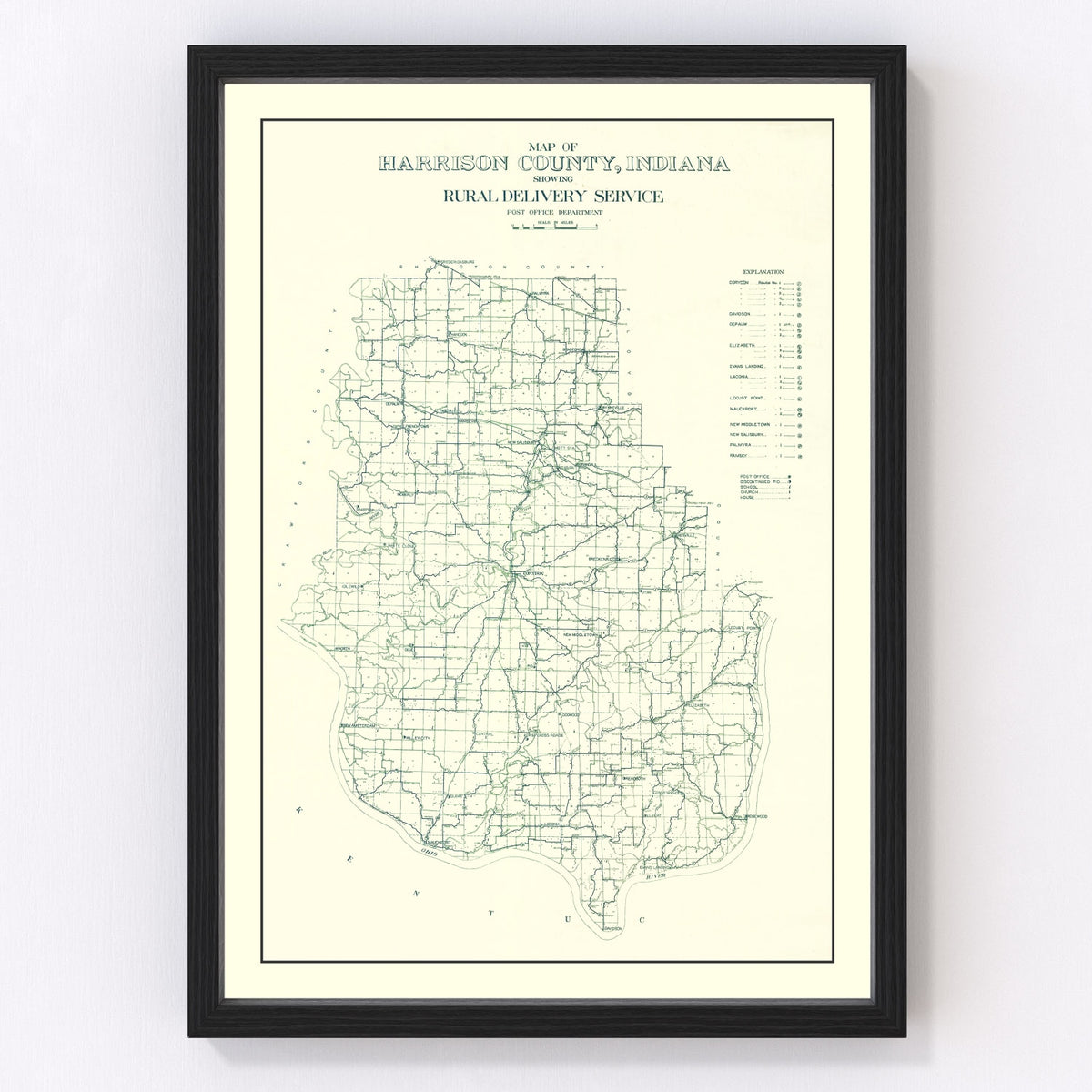 Harrison County Vintage Map 1909