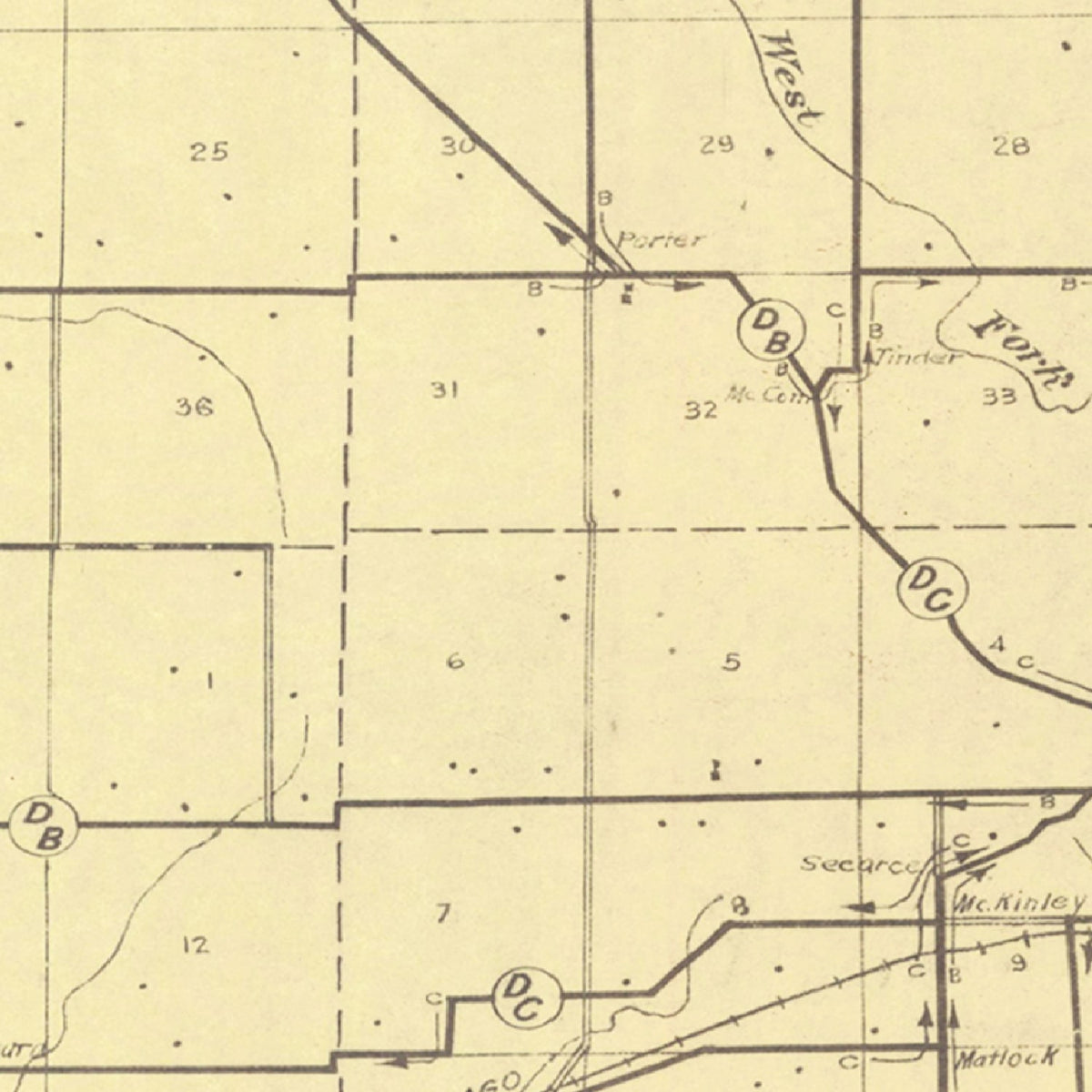 Restored historic details from the 1911 county map of Hendricks County, Indiana