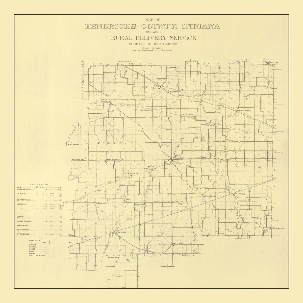 Preview of Vintage Map of Hendricks County, Indiana 1911