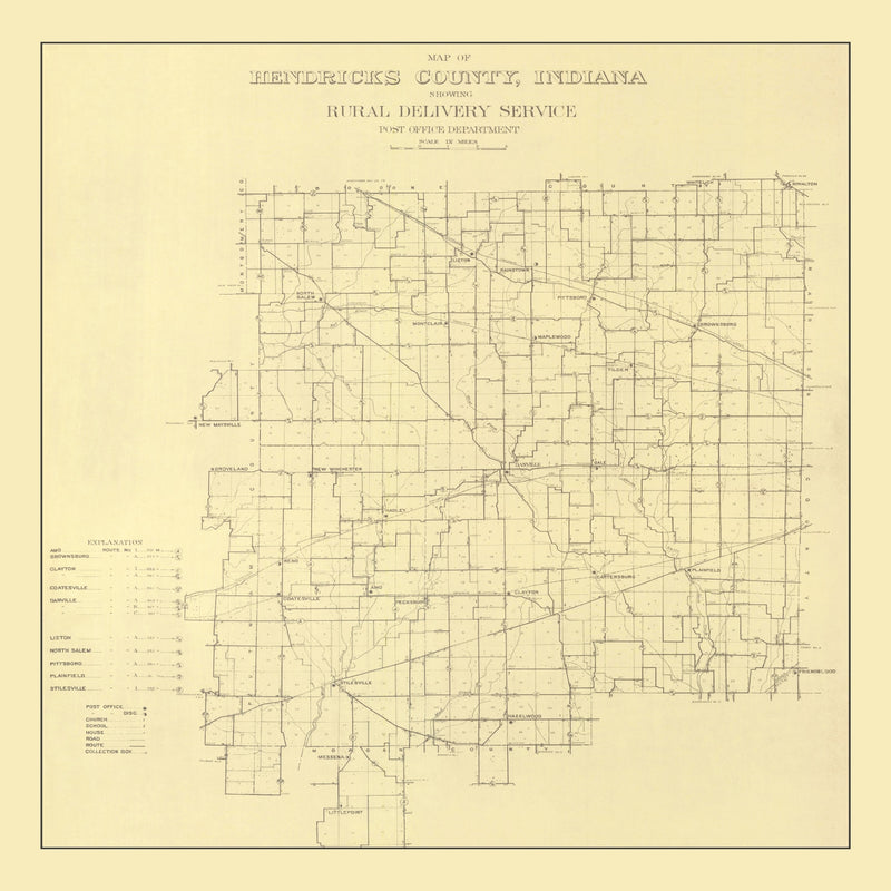 Size comparison using Vintage Map of Hendricks County, Indiana 1911