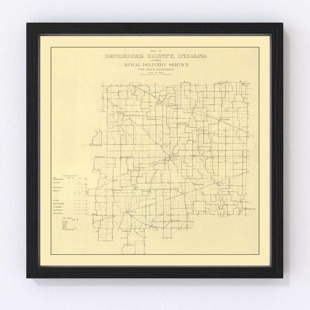 Hendricks County Vintage Map 1911