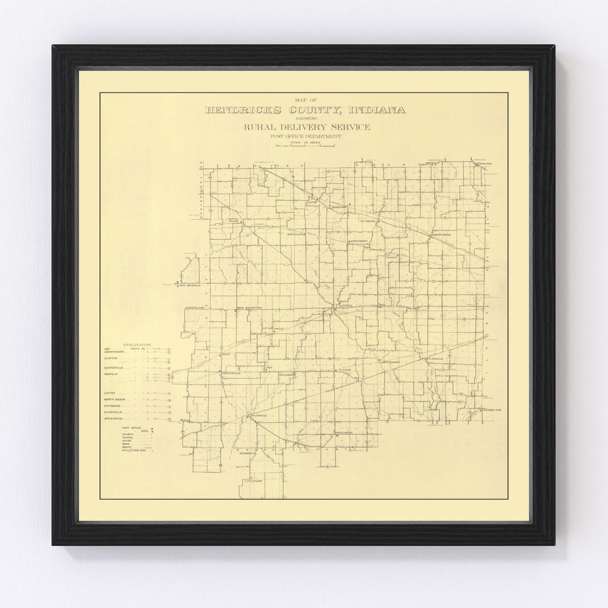 Hendricks County Vintage Map 1911