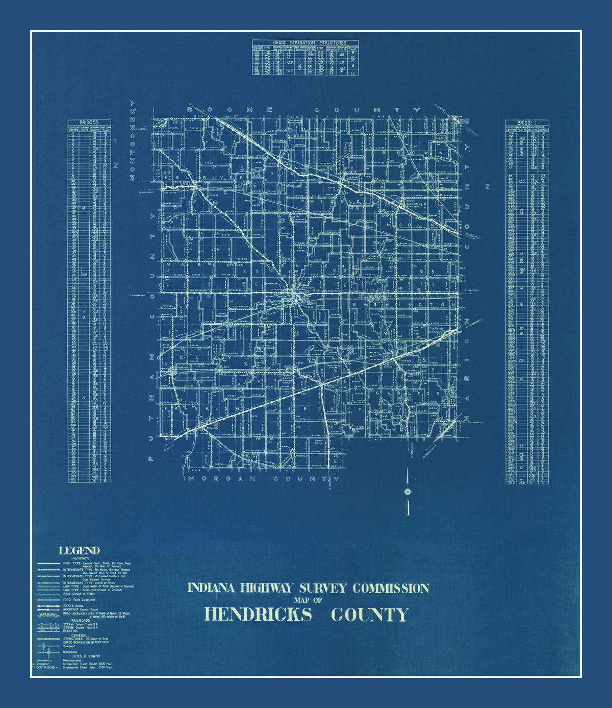 Preview of Vintage Map of Hendricks County, Indiana 1936
