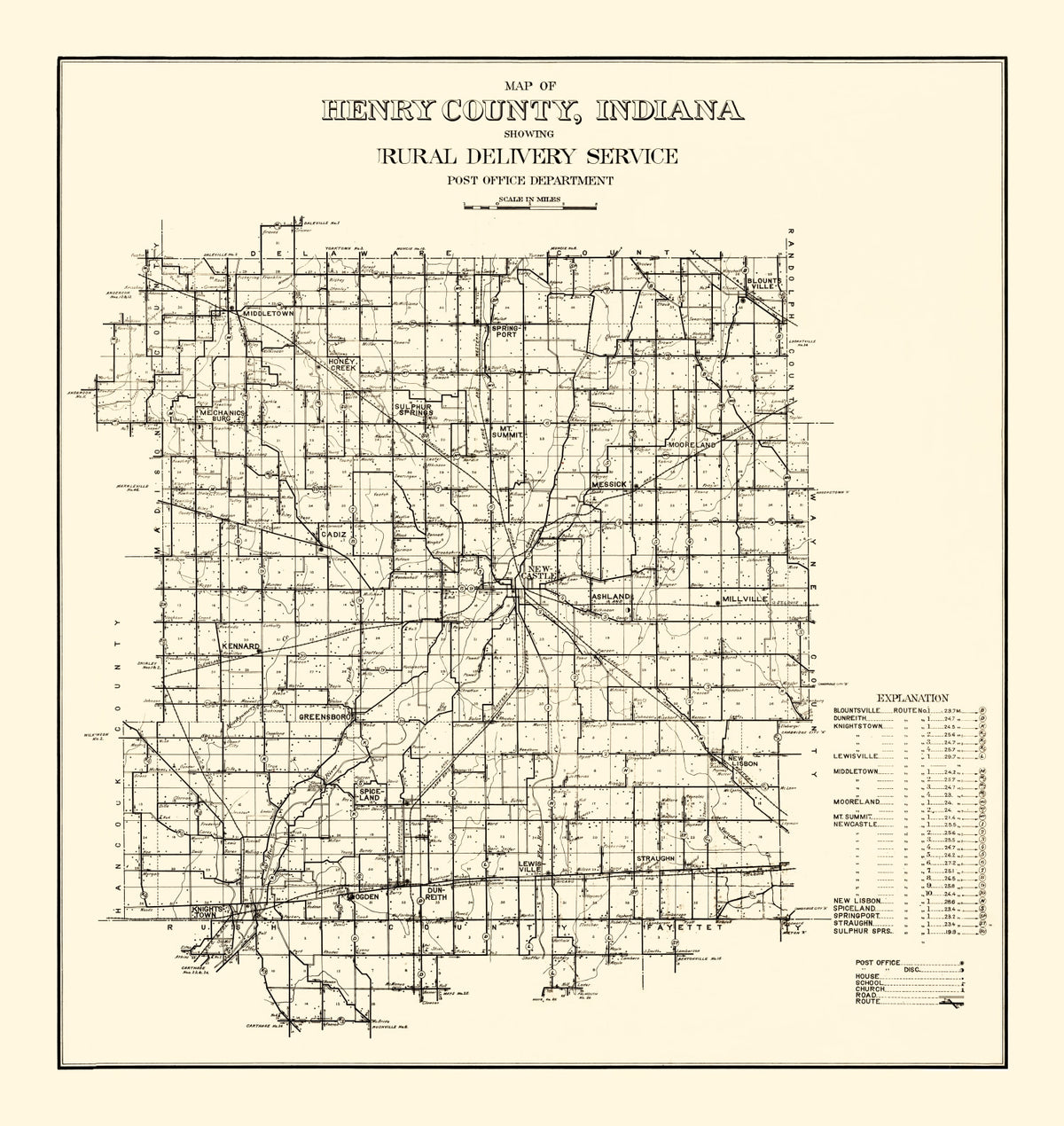 Preview of Vintage Map of Henry County, Indiana 1911
