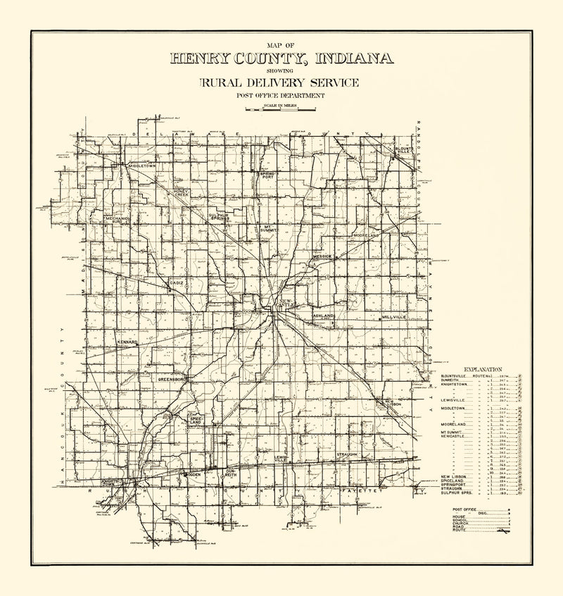 Size comparison using Vintage Map of Henry County, Indiana 1911