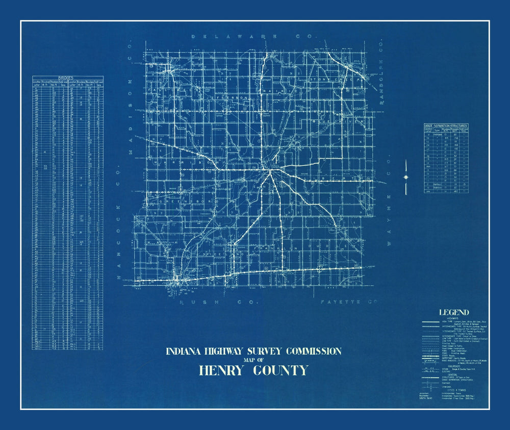 Vintage Map of Henry County, Indiana 1936 print style example