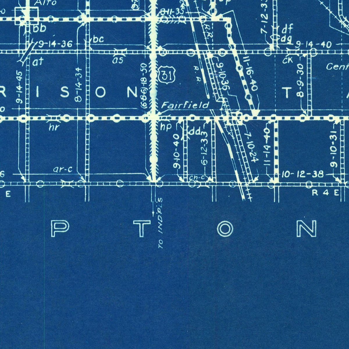 Restored historic details from the 1936 county map of Howard County, Indiana
