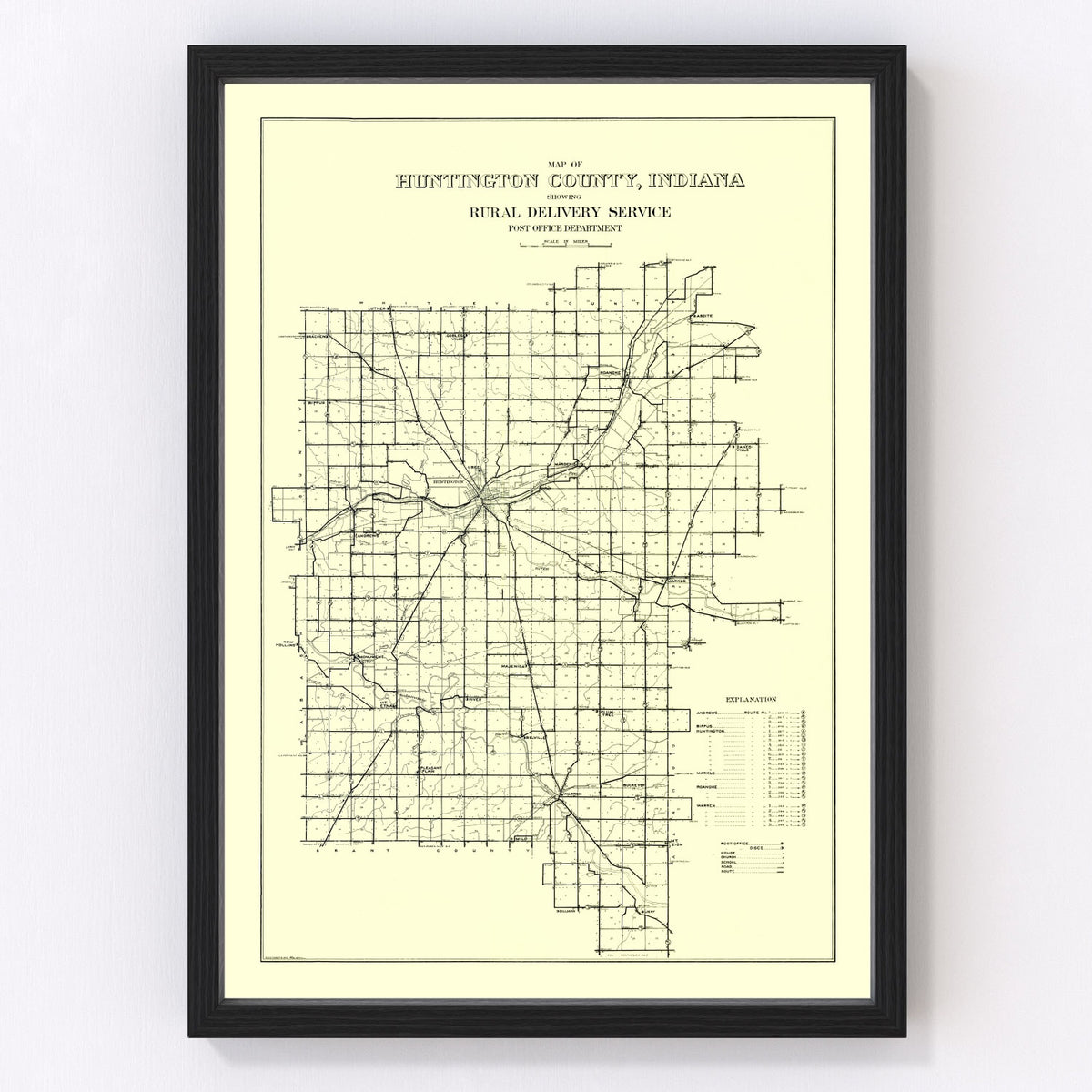 Huntington County Vintage Map 1910
