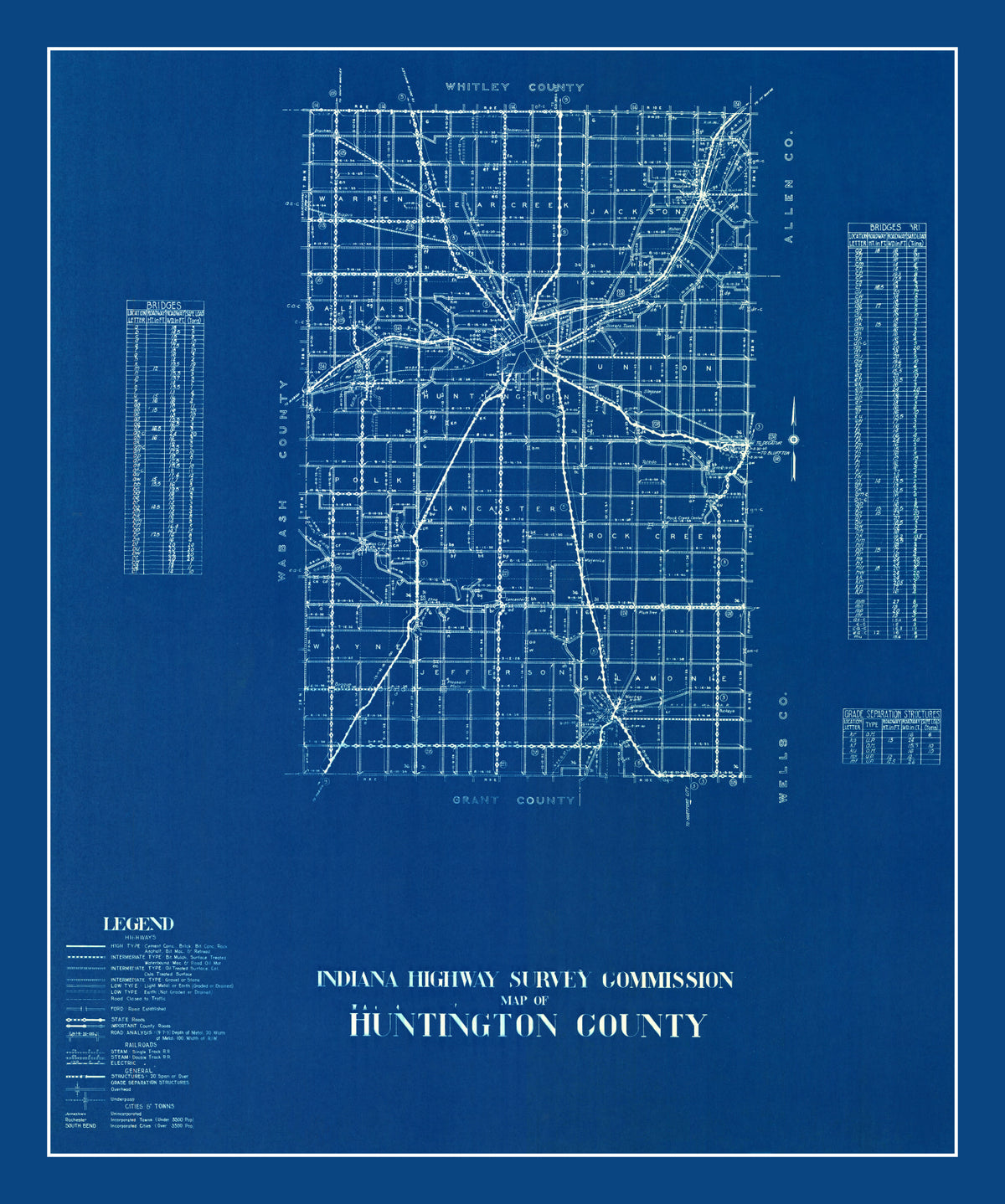 Preview of Vintage Map of Huntington County, Indiana 1936