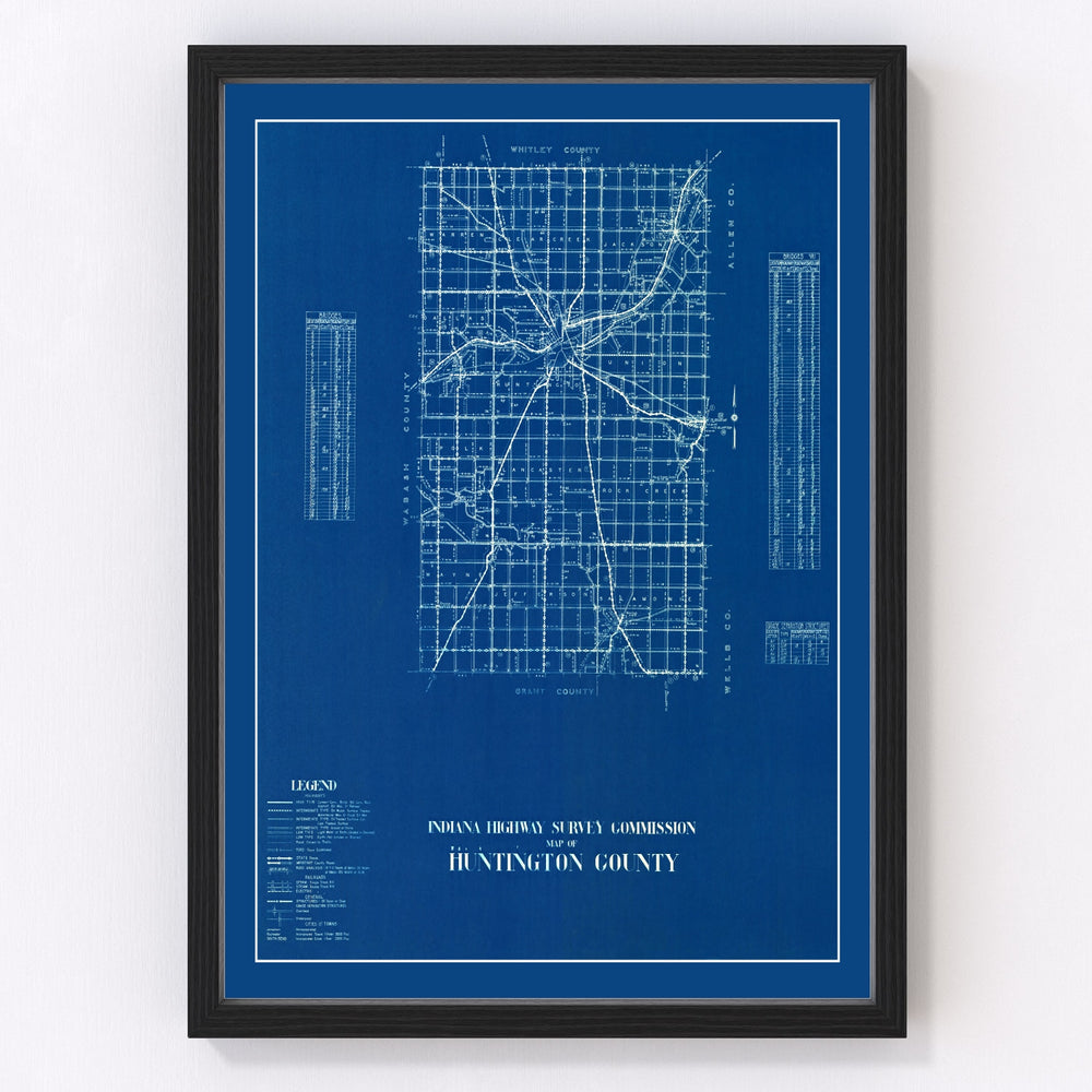 Huntington County Vintage Map 1936