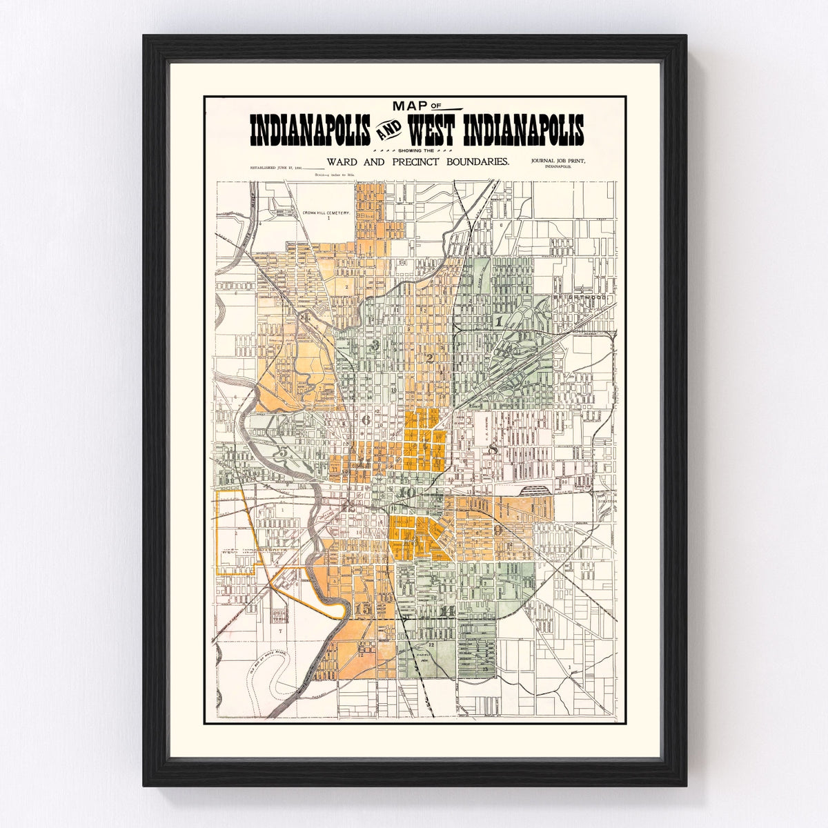 Indianapolis Vintage Map 1896