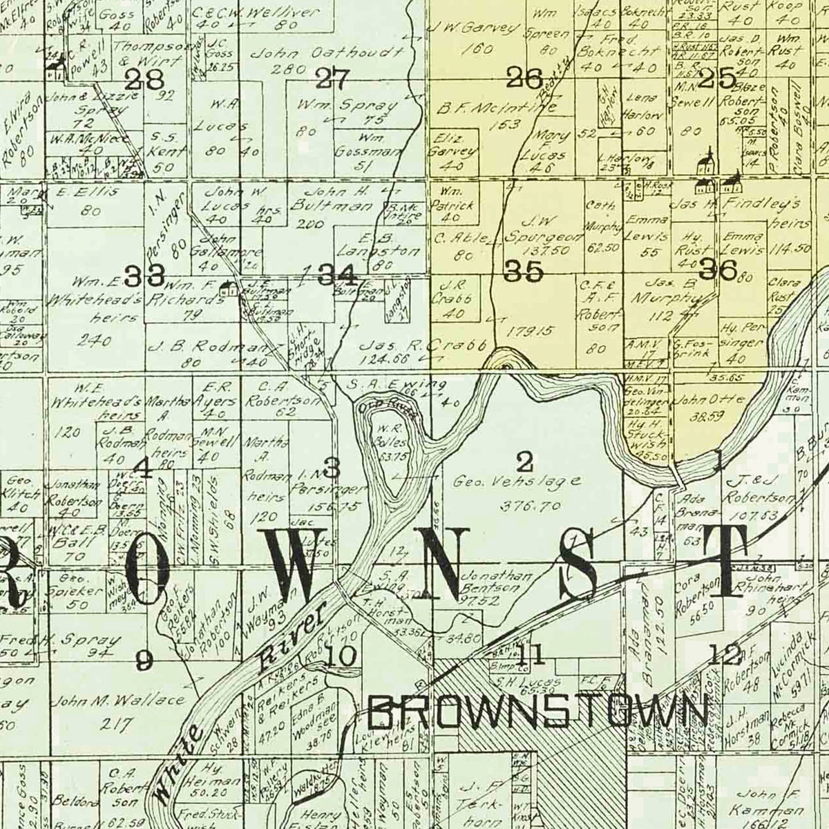 Restored historic details from the 1917 county map of Jackson County, Indiana