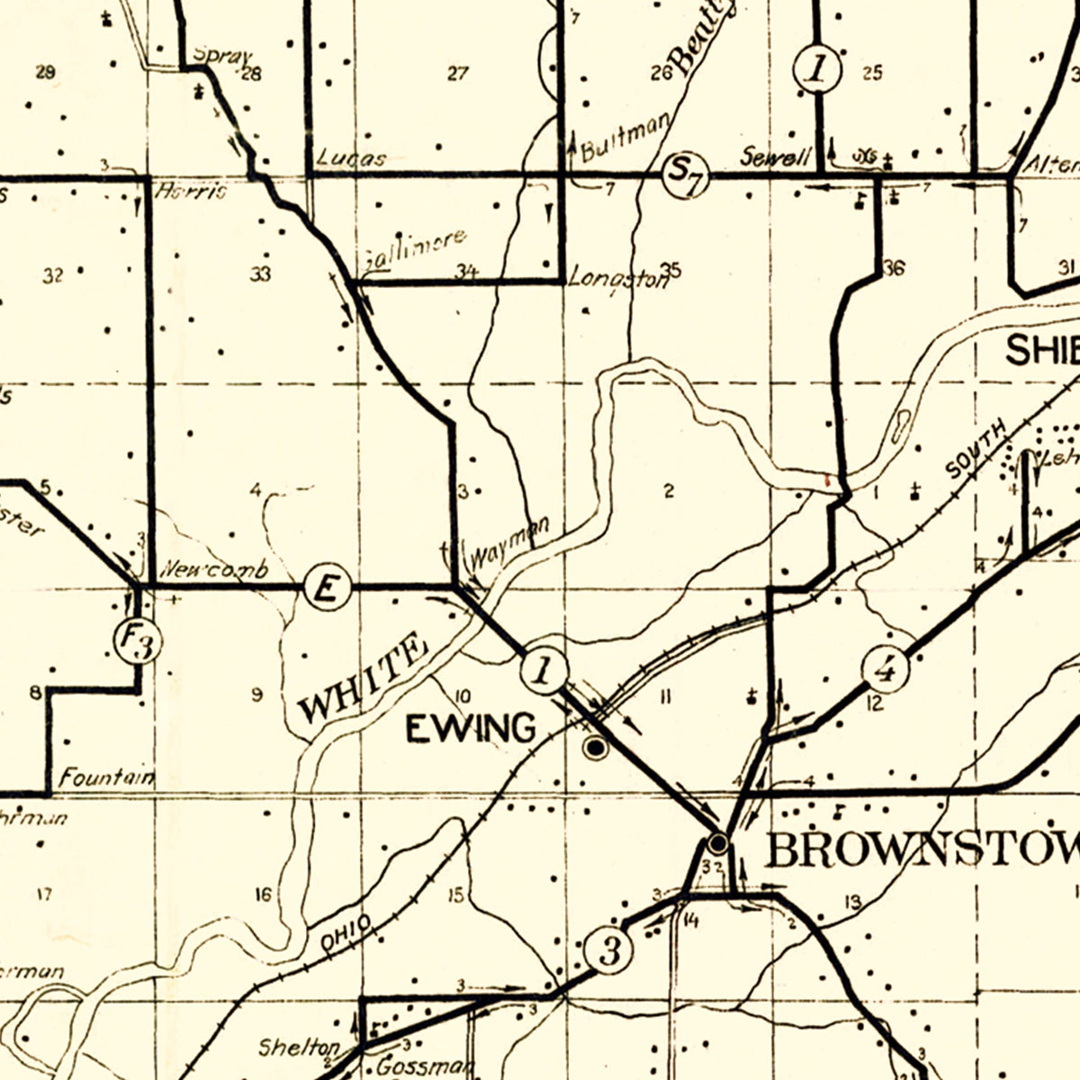 Restored historic details from the 1910 county map of Jackson County, Indiana