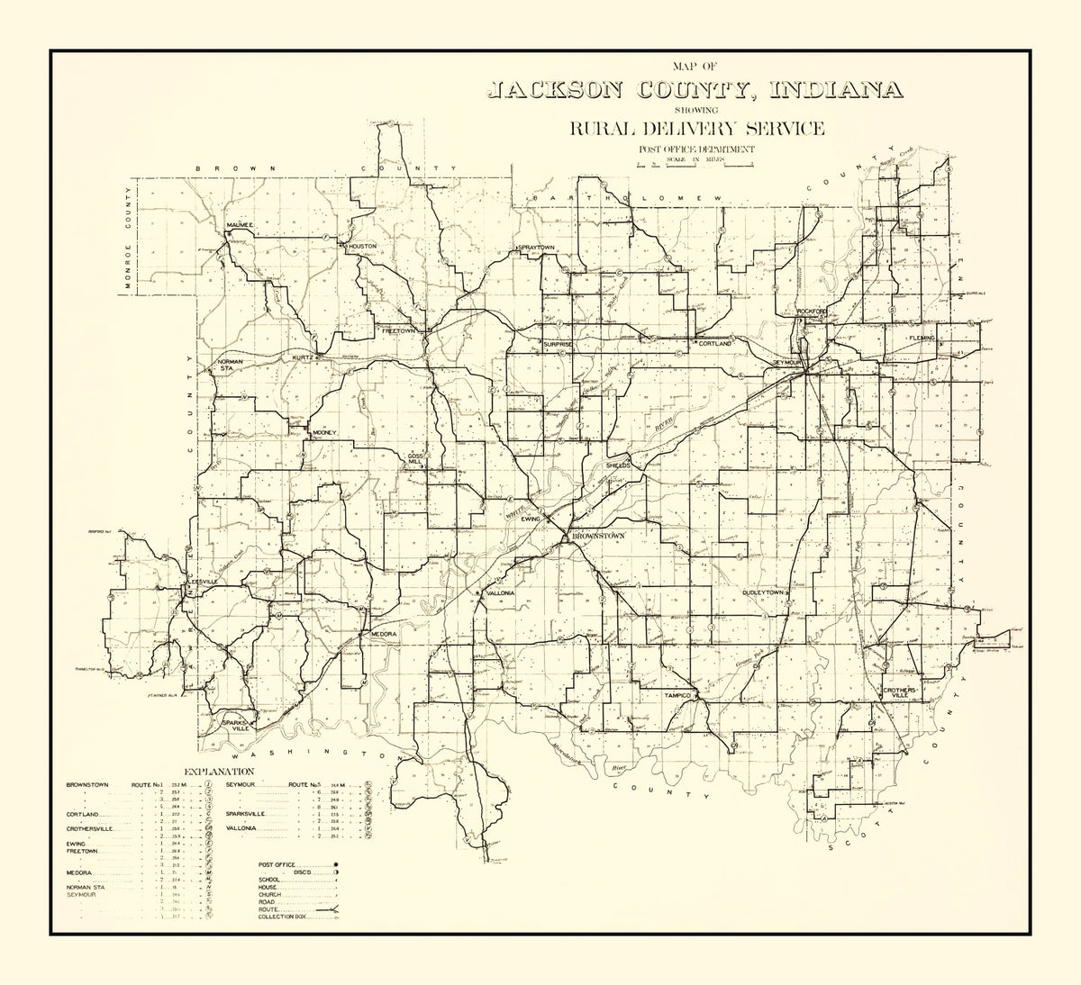 Preview of Vintage Map of Jackson County, Indiana 1910