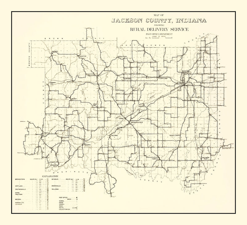 Size comparison using Vintage Map of Jackson County, Indiana 1910