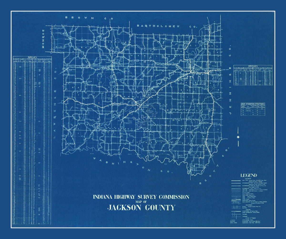 Preview of Vintage Map of Jackson County, Indiana 1936