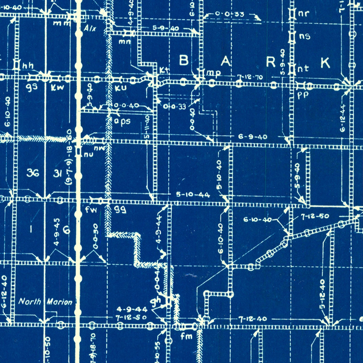 Restored historic details from the 1936 county map of Jasper County, Indiana