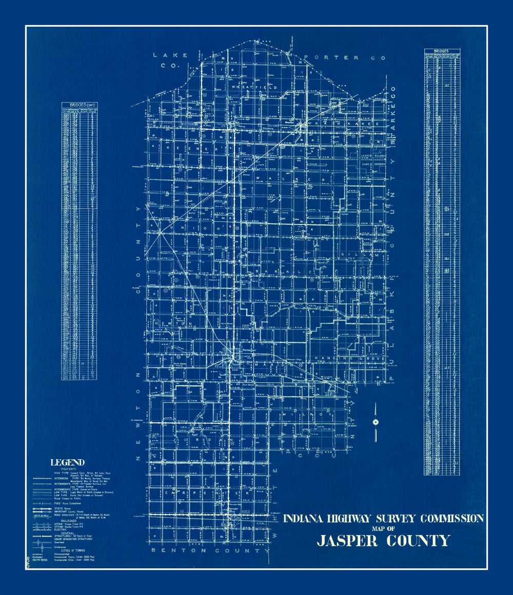 Vintage Map of Jasper County, Indiana 1936 print style example
