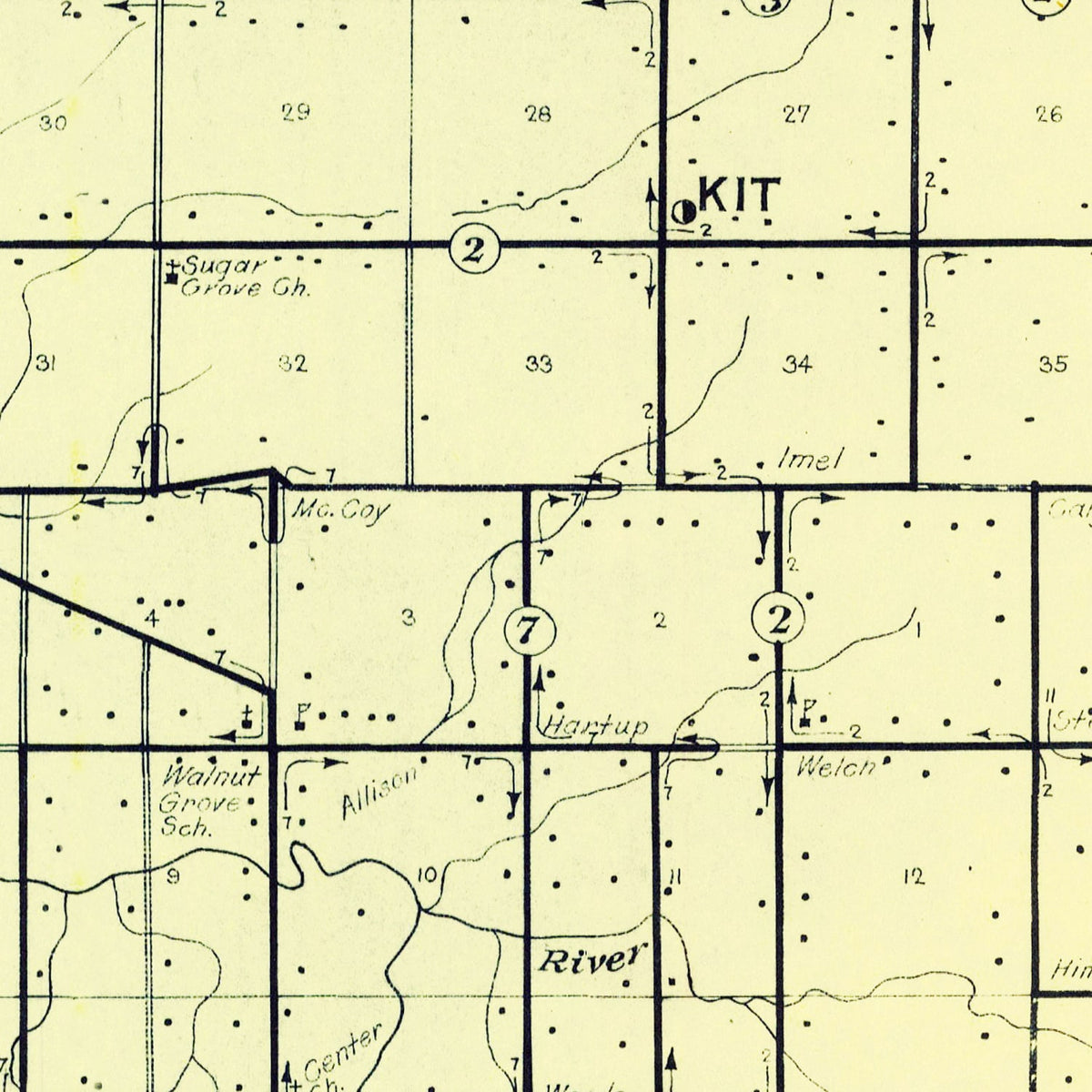 Restored historic details from the 1910 county map of Jay County, Indiana