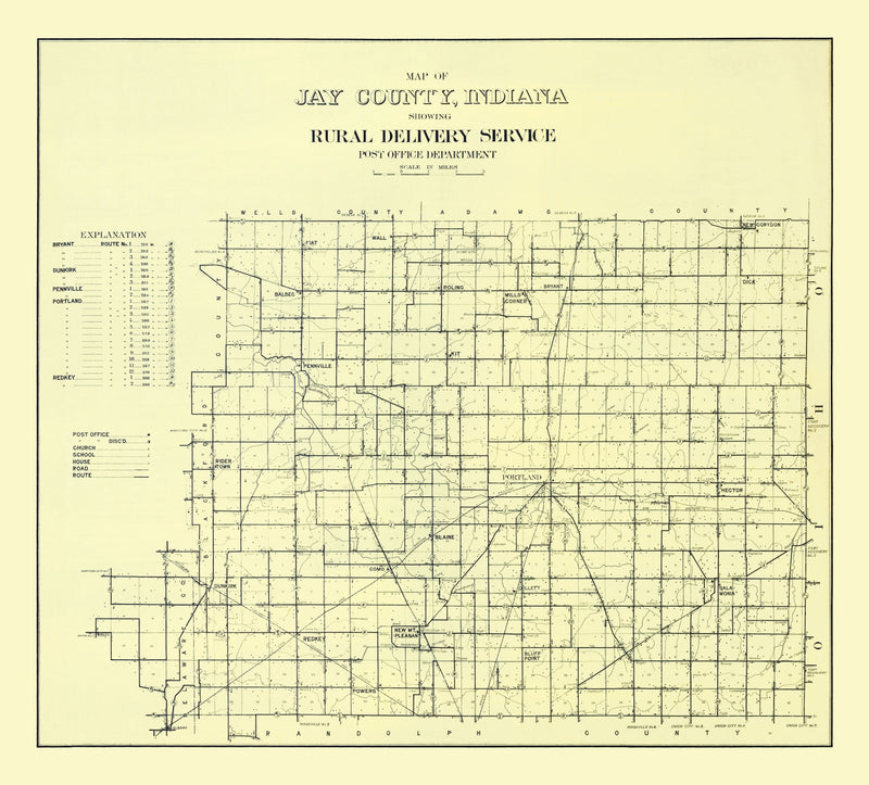 Size comparison using Vintage Map of Jay County, Indiana 1910