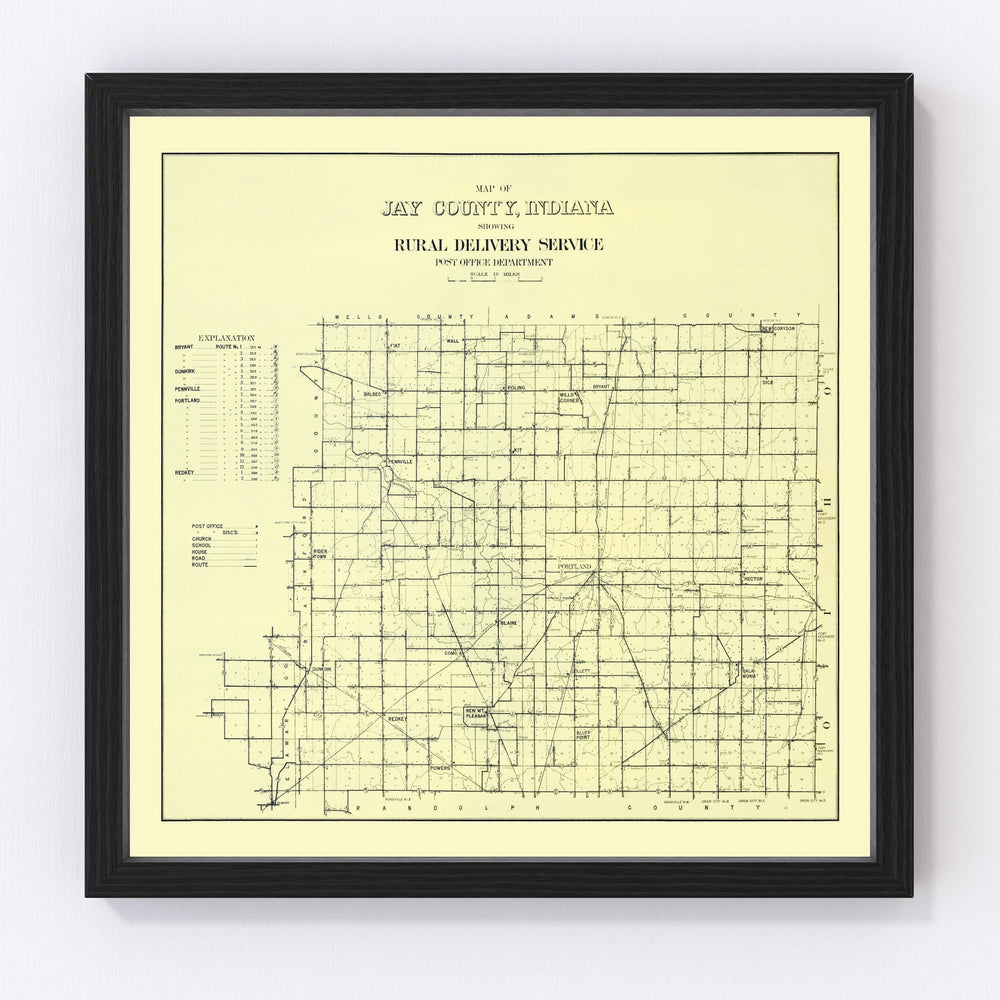 Jay County Vintage Map 1910