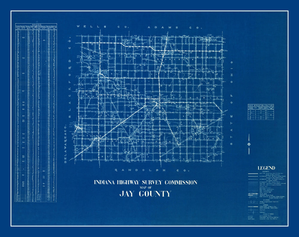 Vintage Map of Jay County, Indiana 1936 print style example