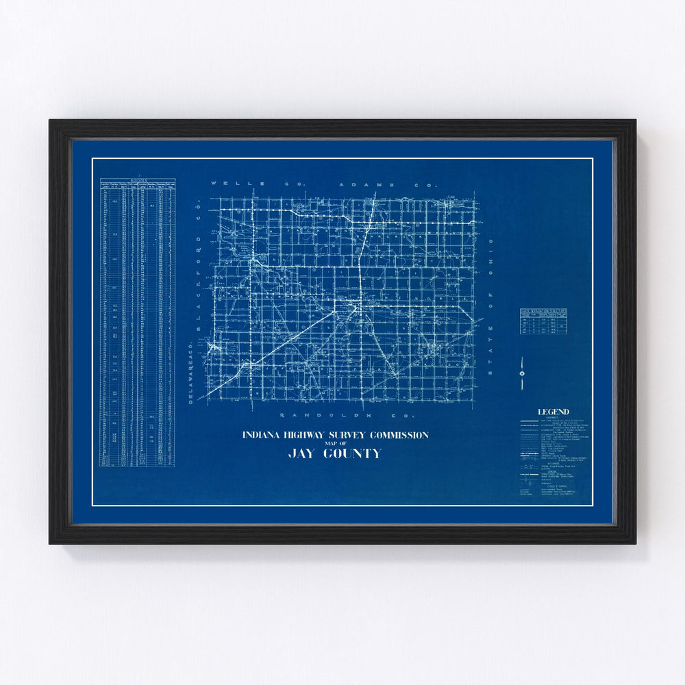 Jay County Vintage Map 1936