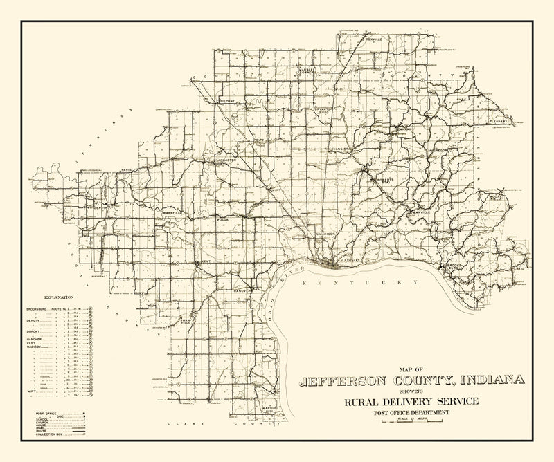 Size comparison using Vintage Map of Jefferson County, Indiana 1911