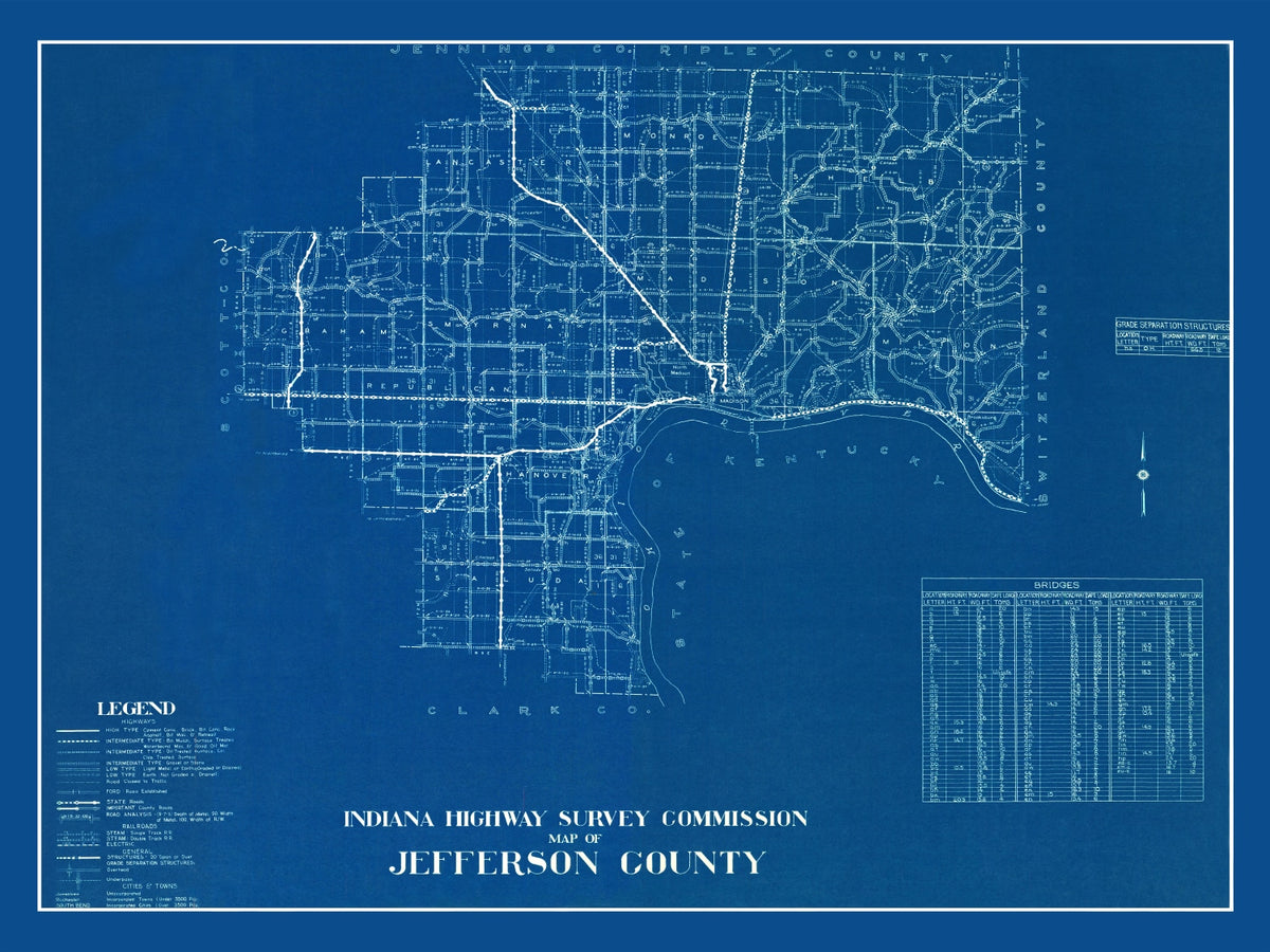 Preview of Vintage Map of Jefferson County, Indiana 1936