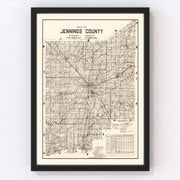 Jennings County Vintage Map 1935
