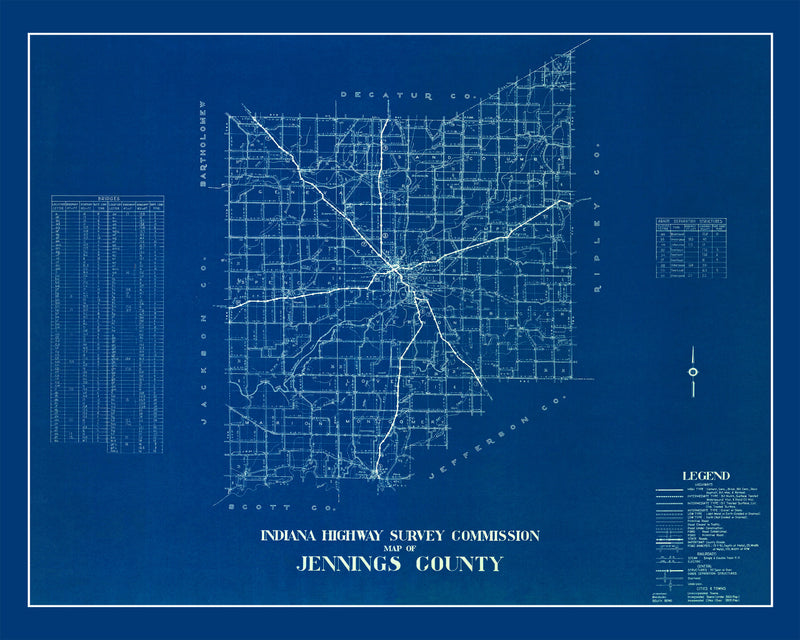 Size comparison using Vintage Map of Jennings County, Indiana 1936