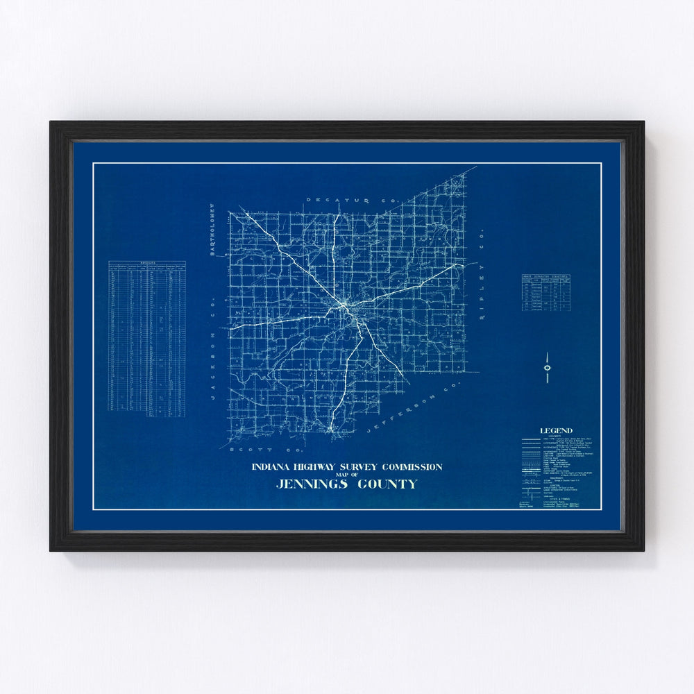 Jennings County Vintage Map 1936