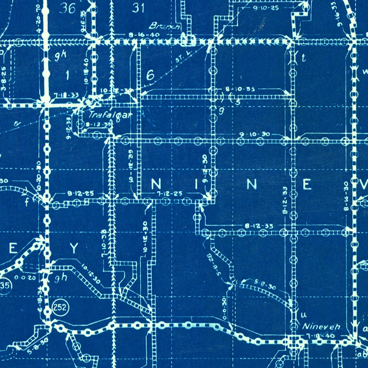 Restored historic details from the 1936 county map of Johnson County, Indiana