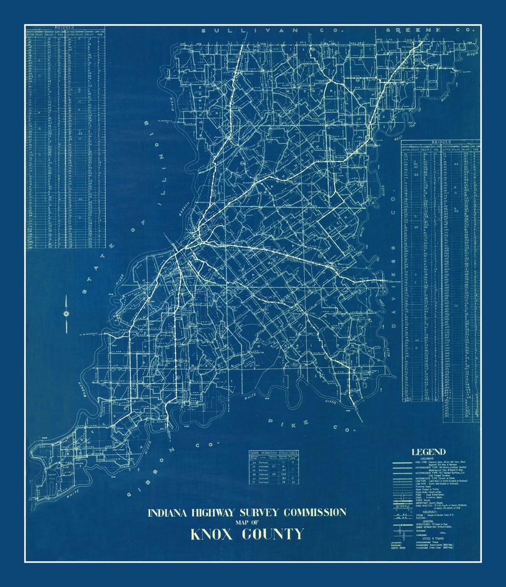 Vintage Map of Knox County, Indiana 1936 print style example