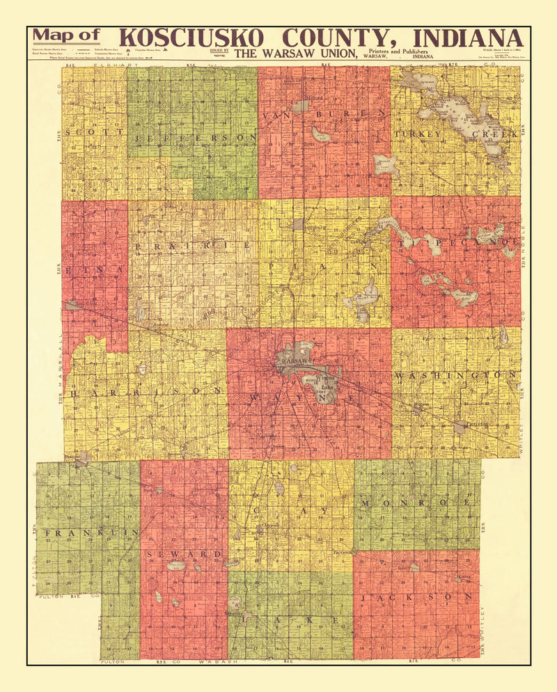 Size comparison using Vintage Map of Kosciusko County, Indiana 1916