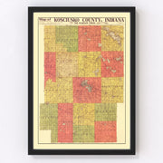 Kosciusko County Vintage Map 1916