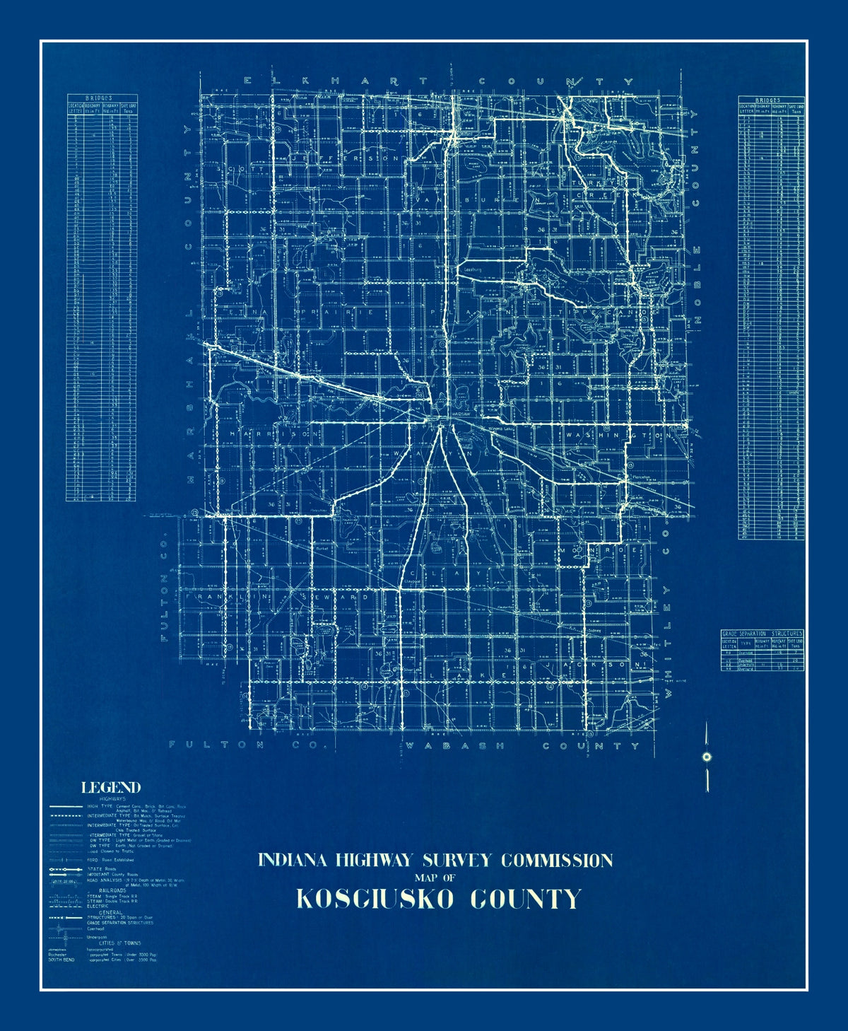 Preview of Vintage Map of Kosciusko County, Indiana 1936