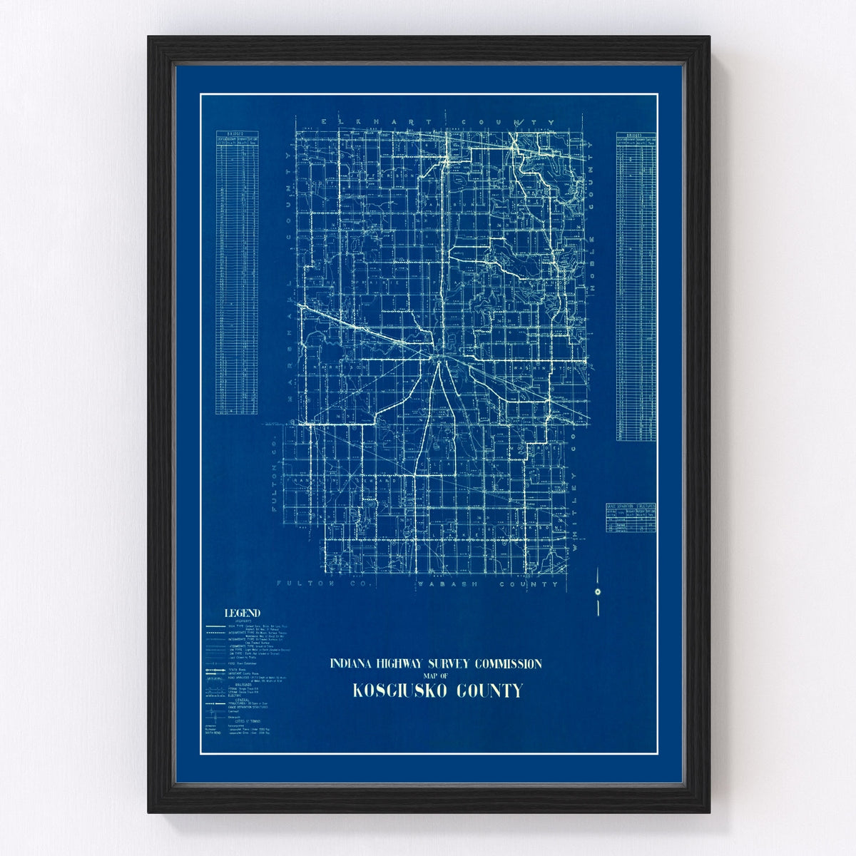 Kosciusko County Vintage Map 1936