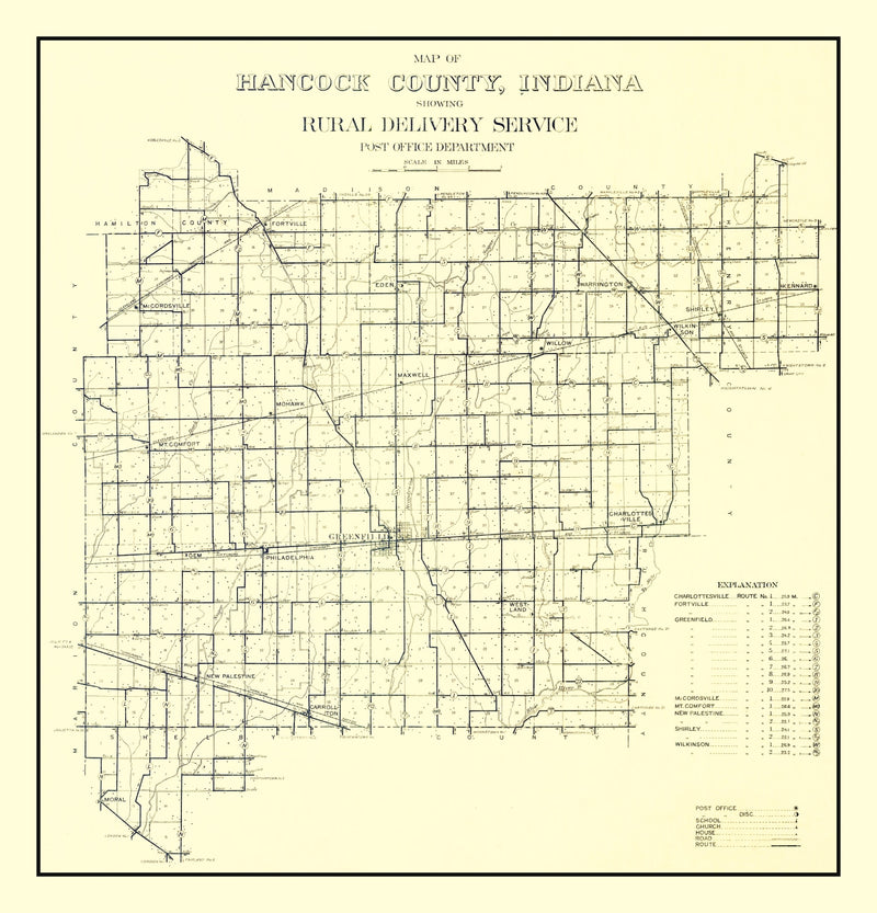 Size comparison using Vintage Map of Hancock County, Indiana 1911