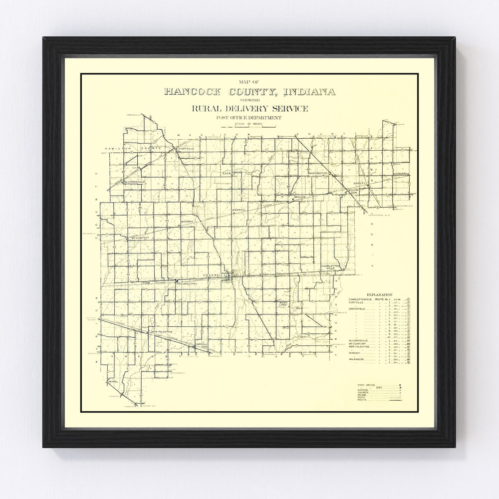Hancock County Vintage Map 1911