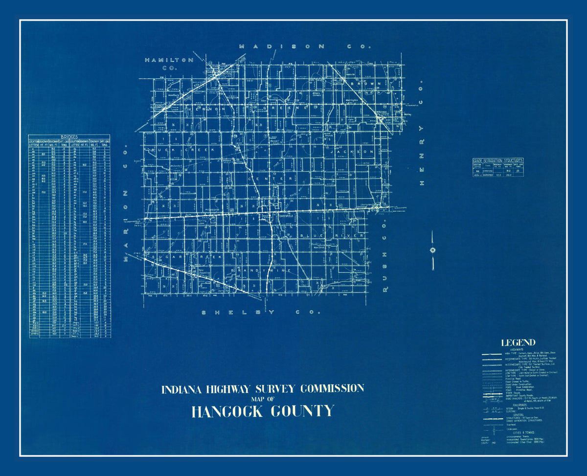 Preview of Vintage Map of Hancock County, Indiana 1936