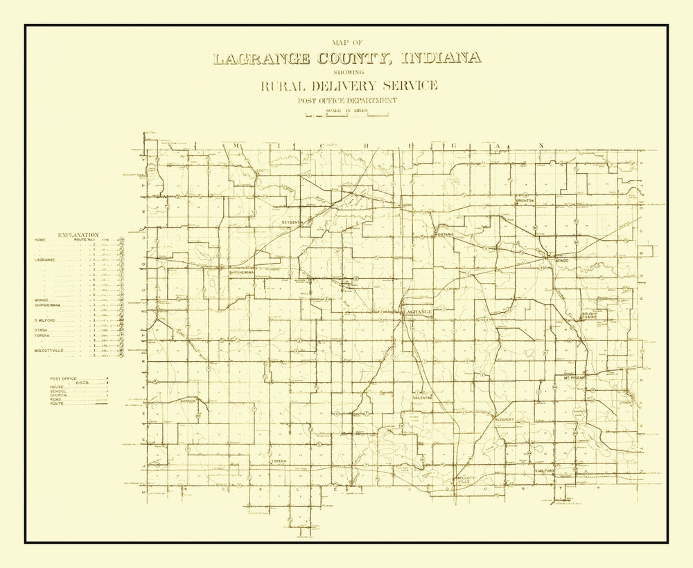 Vintage Map of LaGrange County, Indiana 1909 print style example