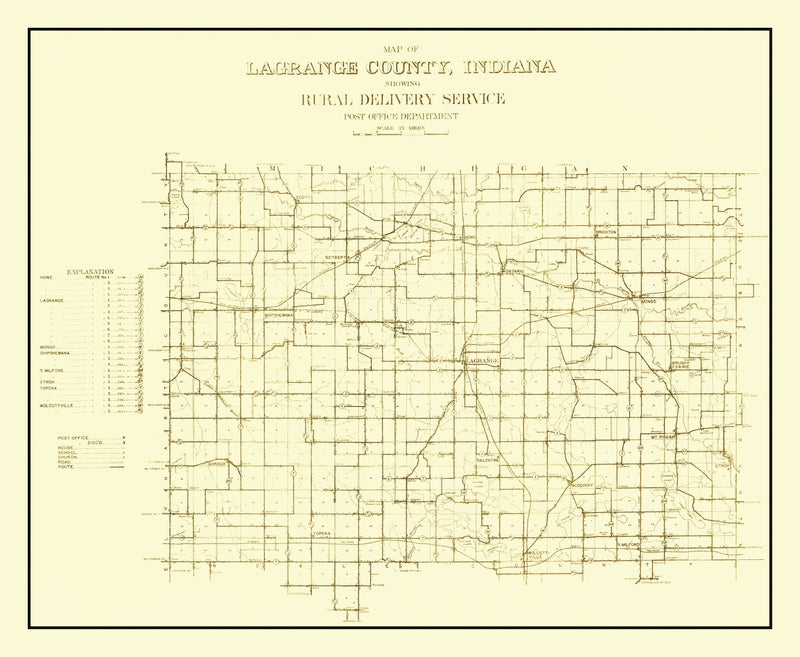 Size comparison using Vintage Map of LaGrange County, Indiana 1909