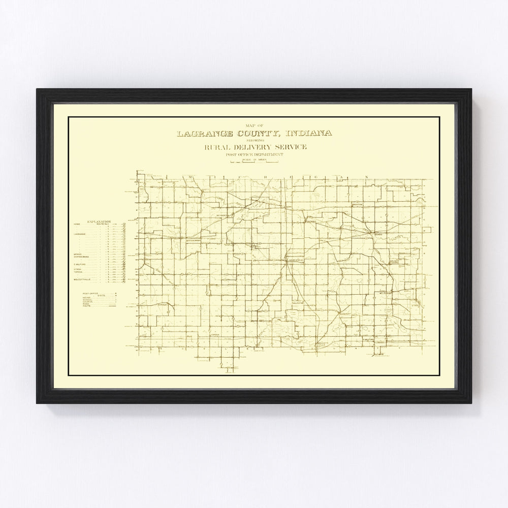 LaGrange County Vintage Map 1909