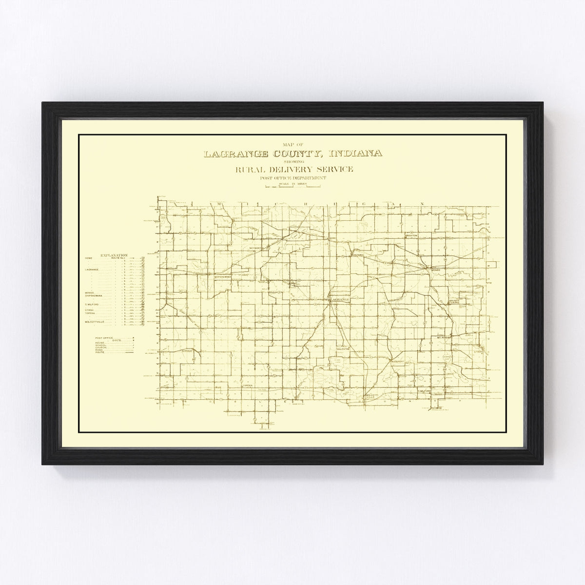 LaGrange County Vintage Map 1909