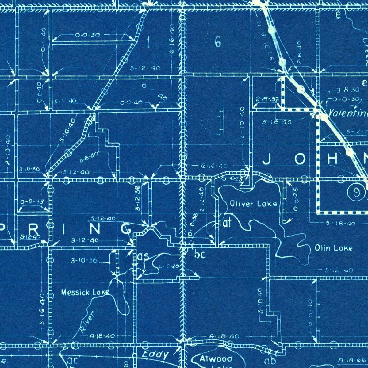 Restored historic details from the 1936 county map of LaGrange County, Indiana