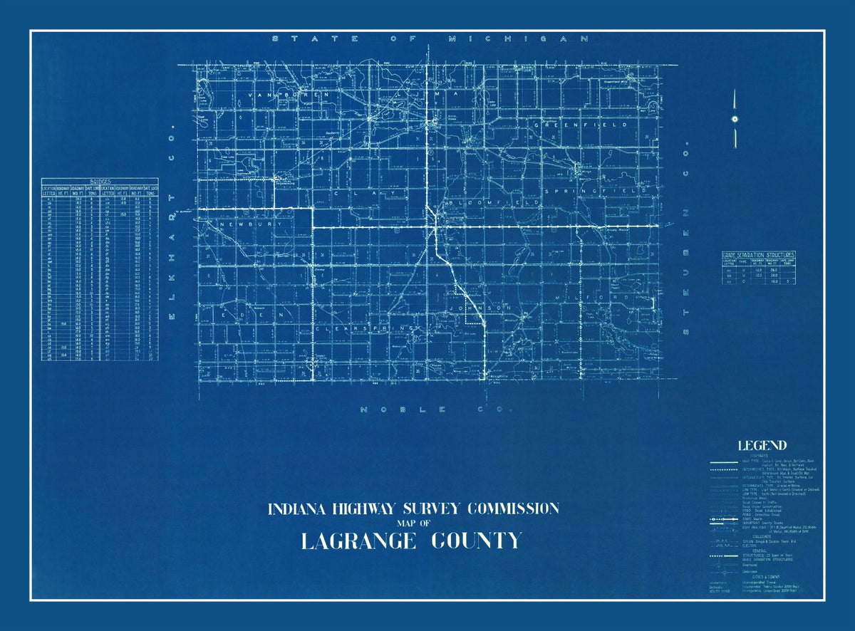 Preview of Vintage Map of LaGrange County, Indiana 1936
