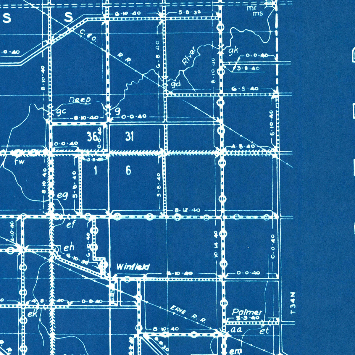 Restored historic details from the 1936 county map of Lake County, Indiana
