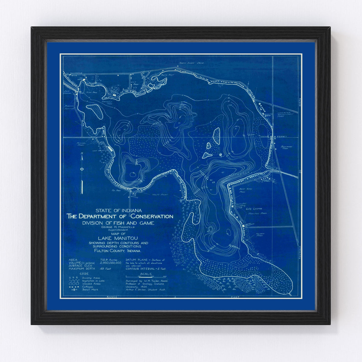 Lake Manitou Vintage Map 1924